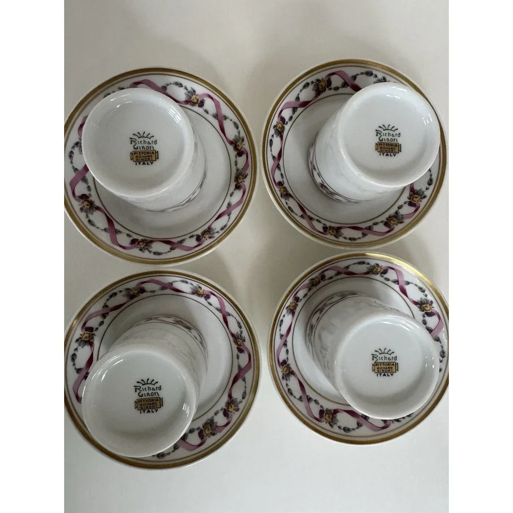 Richard Ginori - Impero Manifattura Di Doccia Italy Cup and Saucer Coffee 4x Set